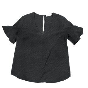 Black V Neck Flare Sleeve Women's Top All In Flavor Medium